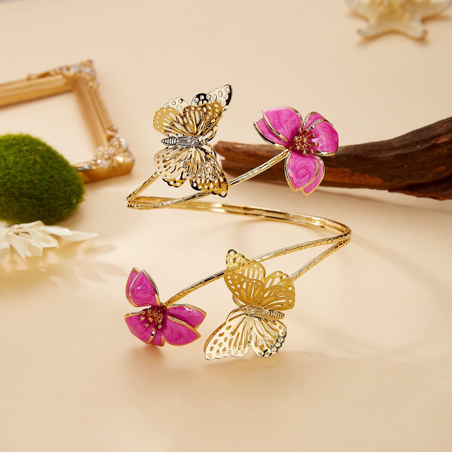 Irregular Cutout Butterfly Floral Bracelet image 4