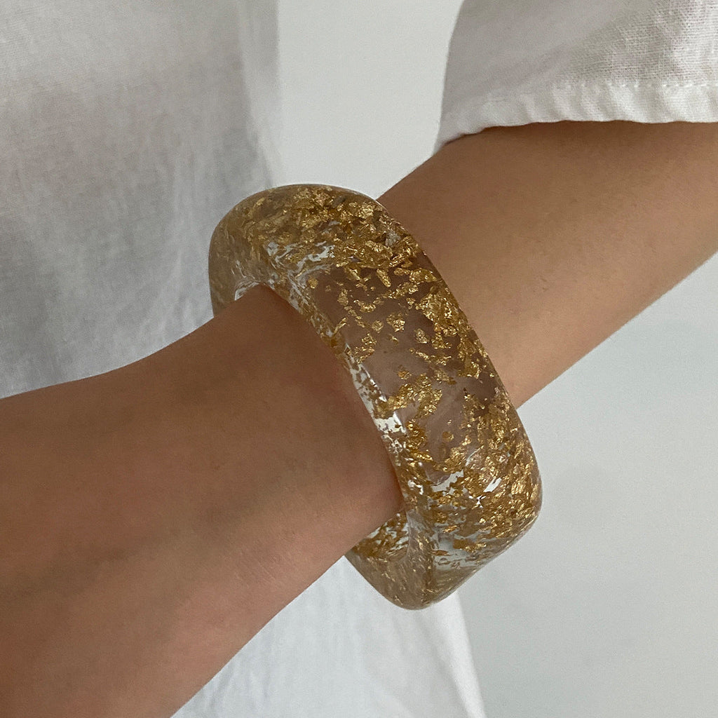 Smooth Wide Gold Foil Tie Dye Bracelet image 7