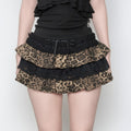 Leopard Print Tiered Lace Bow Mini Skirt image 1