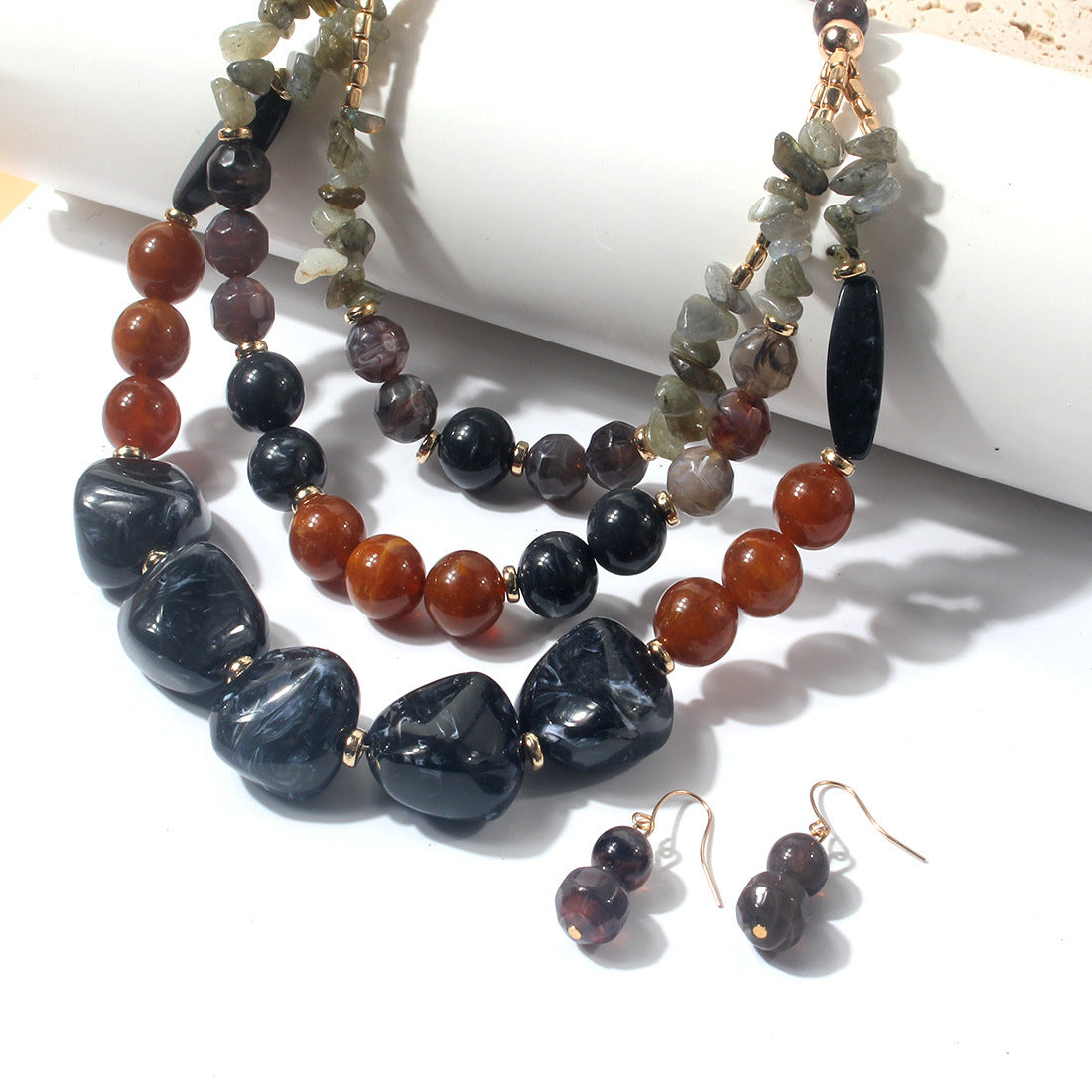 Two Tone Big Beaded Multi Layer NeckLace image 4
