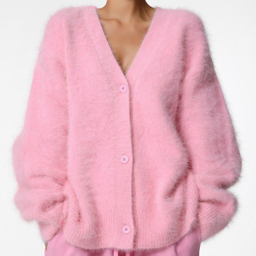 V-Neck Mink Wool Knit Cardigan image 7