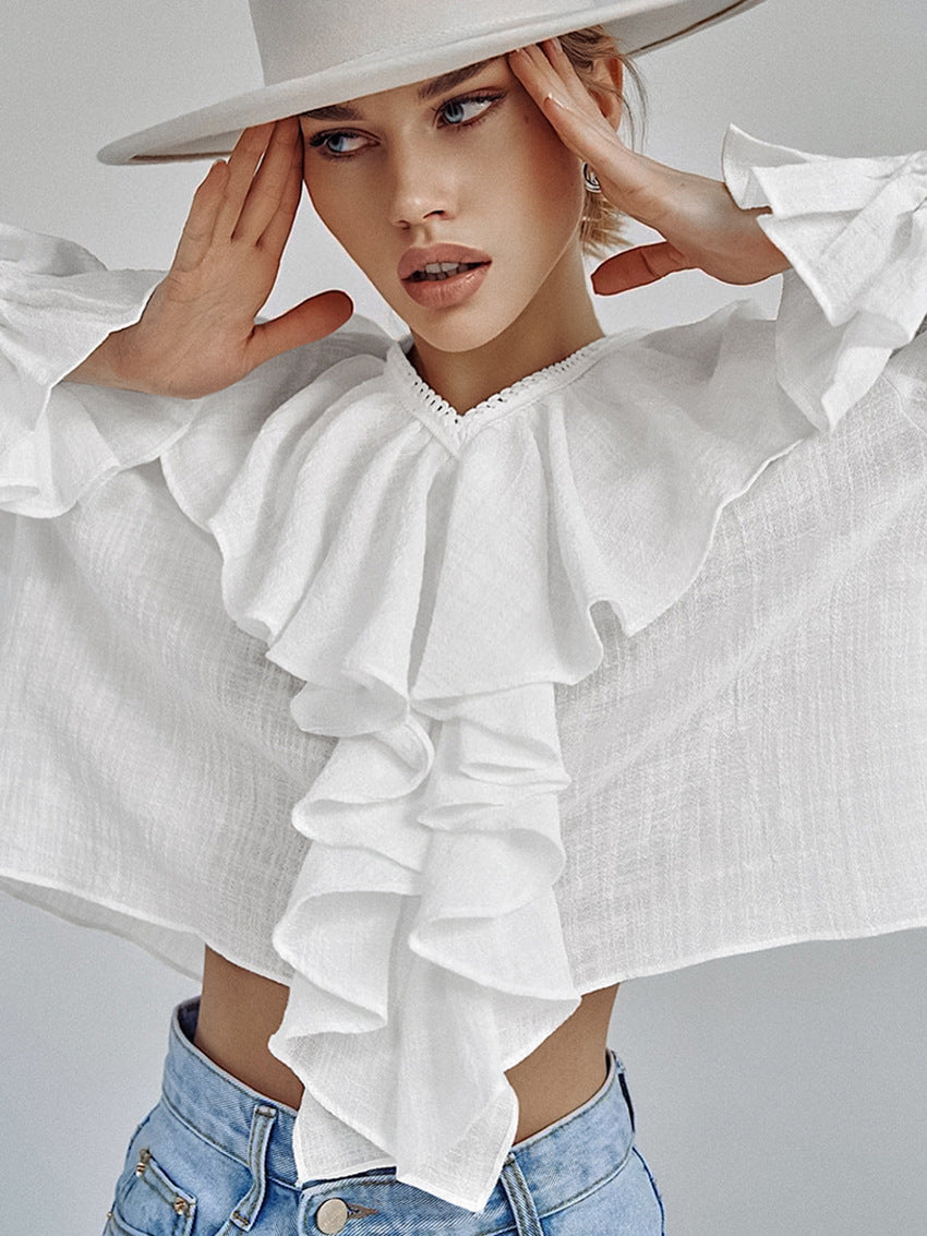 Drop Shoulder Ruffled Cotton Blouse image 4