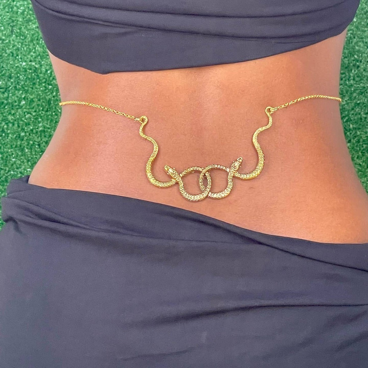 Sexy Alloy Gold Double Snake Waist Body Chain image 3