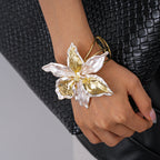 Floral Pattern Metal Line Open Bracelet image 2