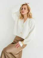 Custom Solid Color V-Neck Loose Knit Cardigan image 19
