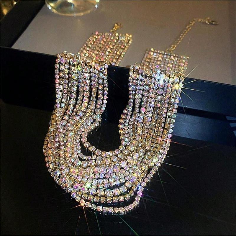 Shiny Multi Row Rhinestone Eco NeckLace image 4