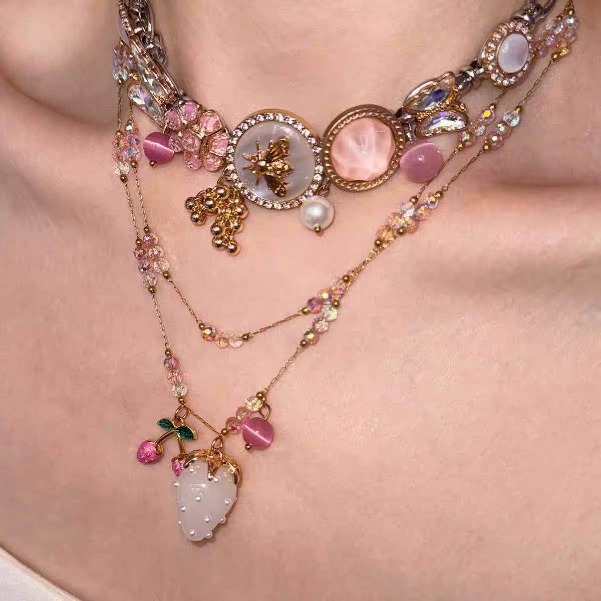 Vintage Gem Beaded Stackable NeckLace image 1