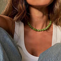 Green Natural Stone Round Beaded NeckLace image 1