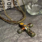Gothic Cross Multi Layer Beaded NeckLace image 3