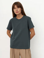 Minimalist Casual Solid Crew Neck T-shirt image 19