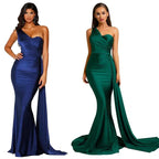 One-Shoulder Ruched Satin Party Dress image 2