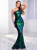 One-Shoulder Stretch Sequined Party Dress image 7