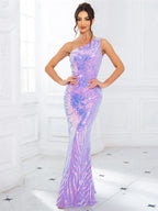 One-Shoulder Stretch Sequined Party Dress image 5