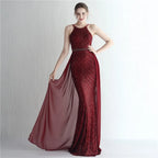Green Off Shoulder Tassel Sequin Evening Dress Sexy Cross Back Party Dress image 10