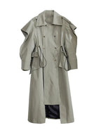 Plus Size Elegant Long Drawstring Waist Double Breasted Luxury Designer Stylish Coat image 4