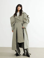 Plus Size Elegant Long Drawstring Waist Double Breasted Luxury Designer Stylish Coat image 5