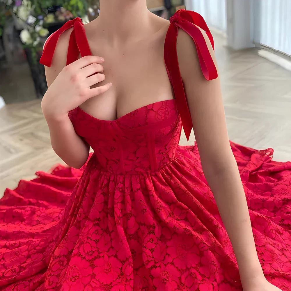 Casual Red Long Vacation Beach Sundress Party Dress image 3