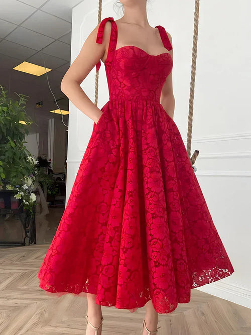 Casual Red Long Vacation Beach Sundress Party Dress image 2