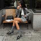 Retro Plaid Pleated Lapel Office Two Piece Set image 7