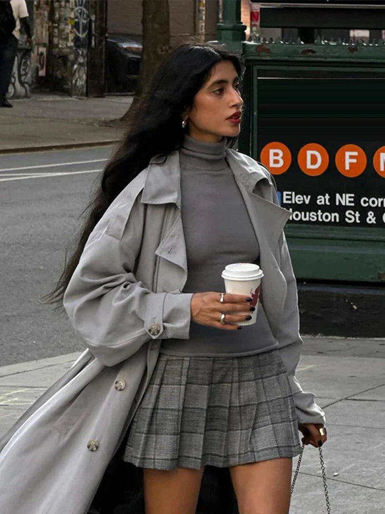 Retro Plaid Pleated Lapel Office Two Piece Set image 5