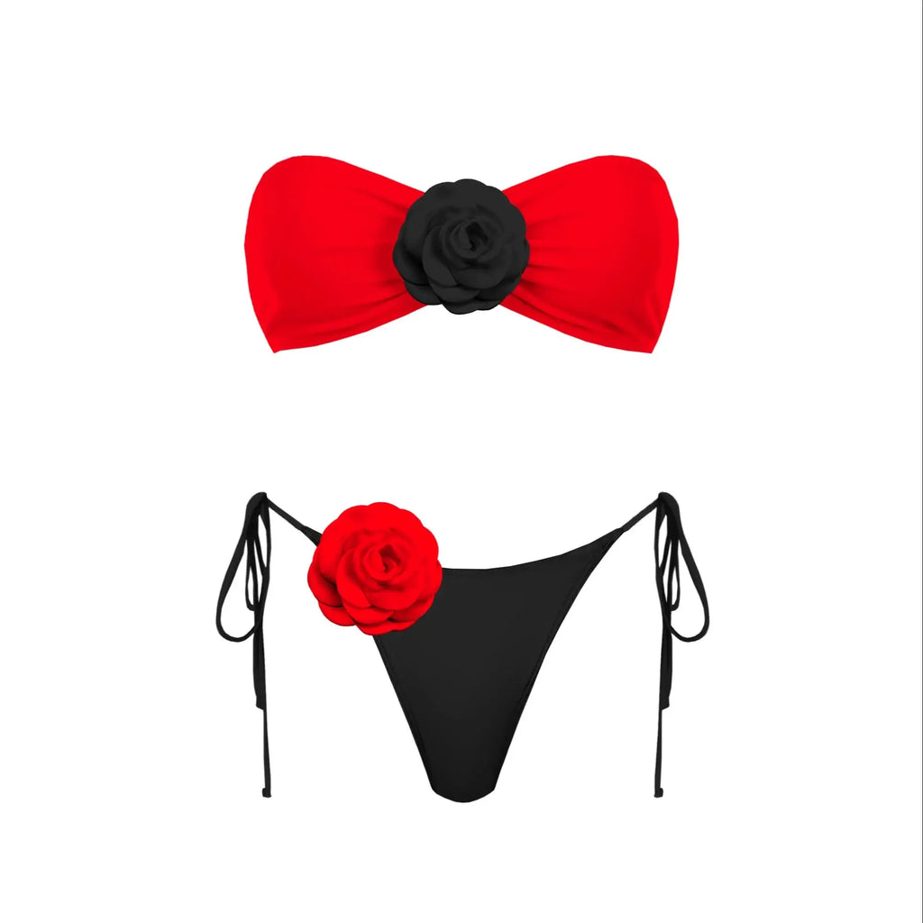 3D Floral Halter Bikini Set image 33
