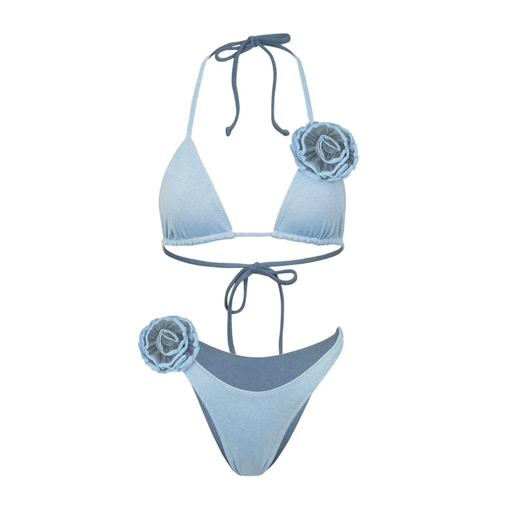 3D Floral Halter Bikini Set image 7