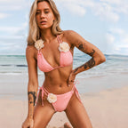 3D Floral Halter Bikini Set image 2
