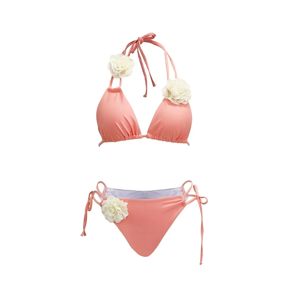 3D Floral Halter Bikini Set image 6