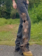 Fashion Vintage Butterfly Hollow Out Jeans image 2