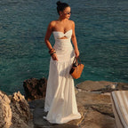 Mesh Strapless Hollow Colorblock Maxi Dress image 6