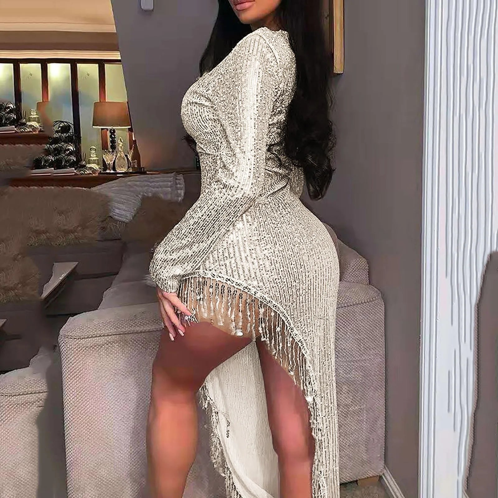 Sexy Asymmetrical Dress Womens Gown Cocktail Bodycon Party Night Party Dress image 5