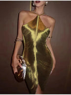 Sexy Backless Hanging Neck Tassel Mini Chic Slim Party Party Dress image 1