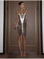 Sexy Backless Hanging Neck Tassel Mini Chic Slim Party Party Dress image 4