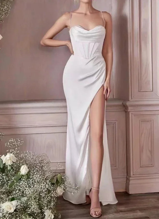 Backless Slit Suspender Formal Evening Dress Lace Up Green Party Dress image 13