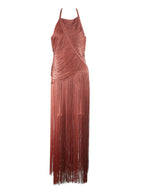 Sexy Halter Sleeveless Tassel Patchwork Bandage Dress Backless Fringe Party Dress image 8