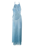 Sexy Halter Sleeveless Tassel Patchwork Bandage Dress Backless Fringe Party Dress image 7