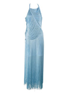 Sexy Halter Sleeveless Tassel Patchwork Bandage Dress Backless Fringe Party Dress image 7