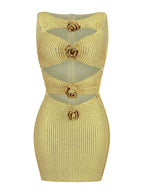Sexy Luxury Diamonds 3D Flowers Mini Dress Sleeveless Cut Out Sparkly Party Dress image 8