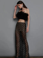 Sexy Luxury Sequins Feather Strapless Top Skirt Two Piece Set Party Dress image 3