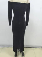 Sexy Off Shoulder V Neck Hollow Out Flower Dress Women Party Dress image 6