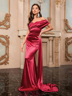 Sexy One Shoulder Draped Maxi Strapless Backless Elegant Party Dress image 4