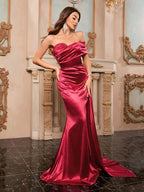 Sexy One Shoulder Draped Maxi Strapless Backless Elegant Party Dress image 2