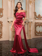 Sexy One Shoulder Draped Maxi Strapless Backless Elegant Party Dress image 1