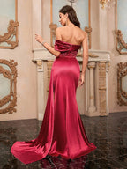 Sexy One Shoulder Draped Maxi Strapless Backless Elegant Party Dress image 6