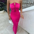 Sexy Elegant Red Maxi Dress Casual Streetwear Party Dress image 3