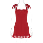 Ruffle Mini Bodycon Pleated Red Party Dress image 6