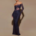 Sheer Mesh Sequin Banquet Party Dress image 5