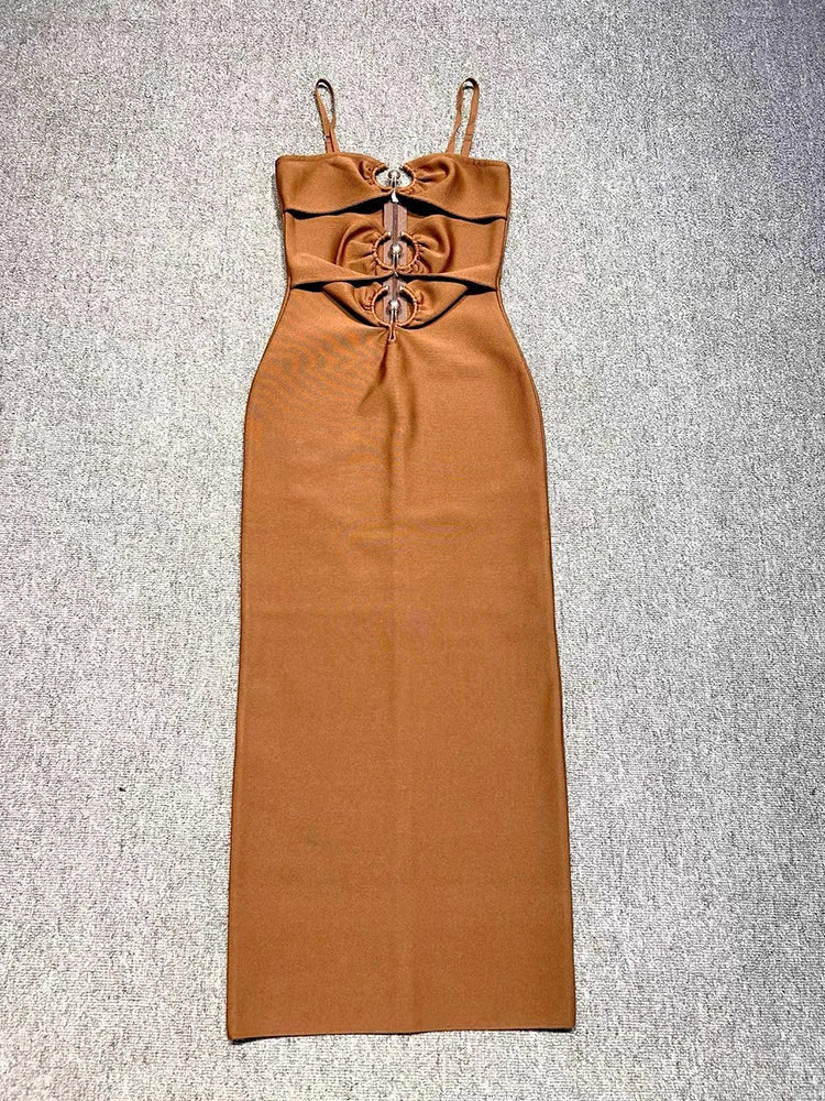 Sexy Spaghetti Strap Hollow Out Bandage Black Green Sleeveless Party Dress image 8