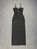 Sexy Spaghetti Strap Hollow Out Bandage Black Green Sleeveless Party Dress image 7