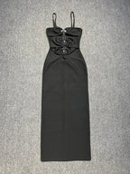 Sexy Spaghetti Strap Hollow Out Bandage Black Green Sleeveless Party Dress image 7